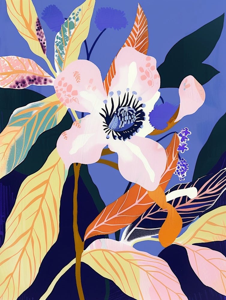 Colourful Flower Illustration Periwinkle 1