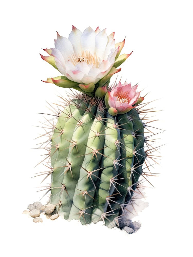 Austrocylindropuntia Subulata Cactus Watercolour Drawing 2
