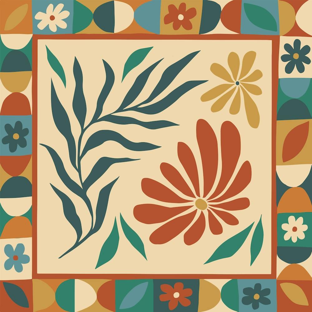 Folk Floral Cream Square