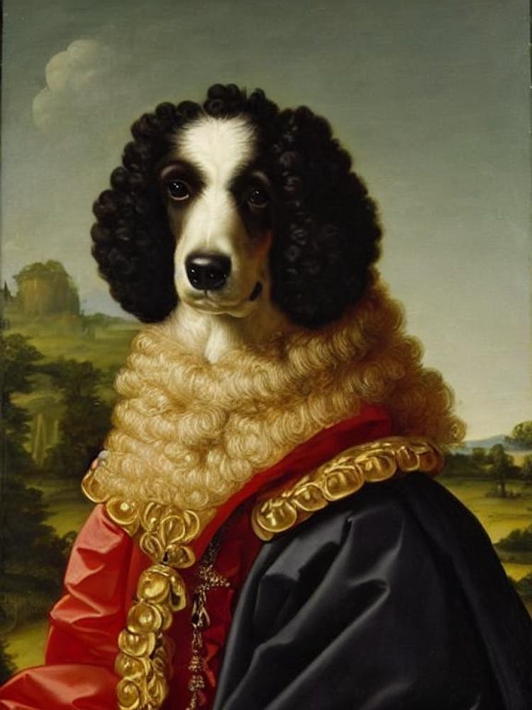 Poodle Renaissance Portrait Oil Painting