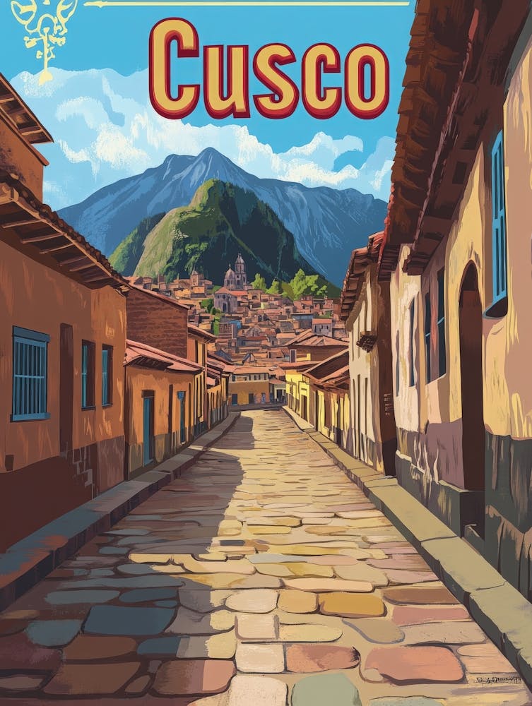 Aihrgdesign A Retro Travel Poster For Cusco Featuring The Anc D37035ba 9067 43ee 9342 Fe41436fc208 1