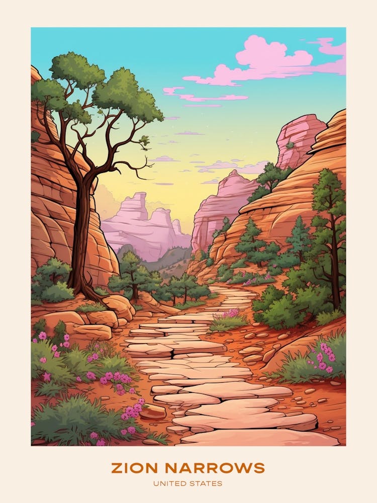 Zion Narrows Usa 1 Hike Poster