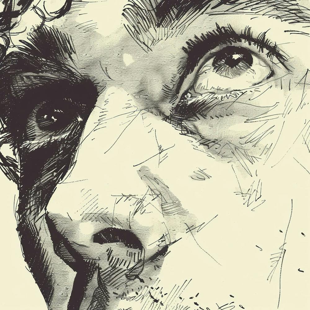 Portrait Of A Man Hand Drawn Sketch