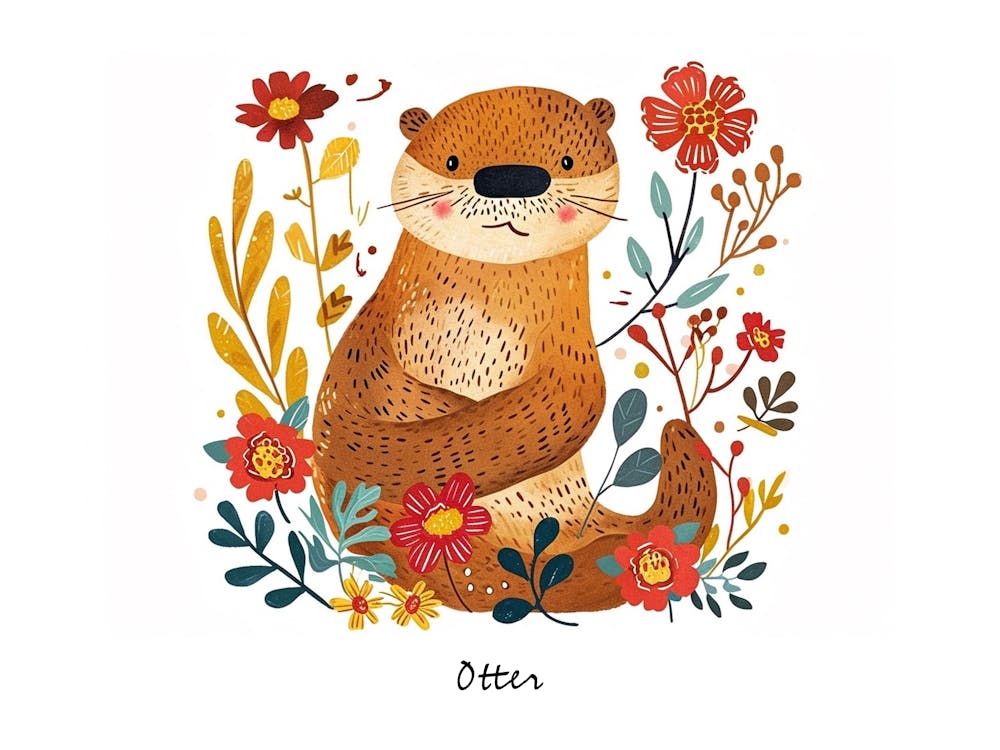 Little Floral Otter 2 Poster