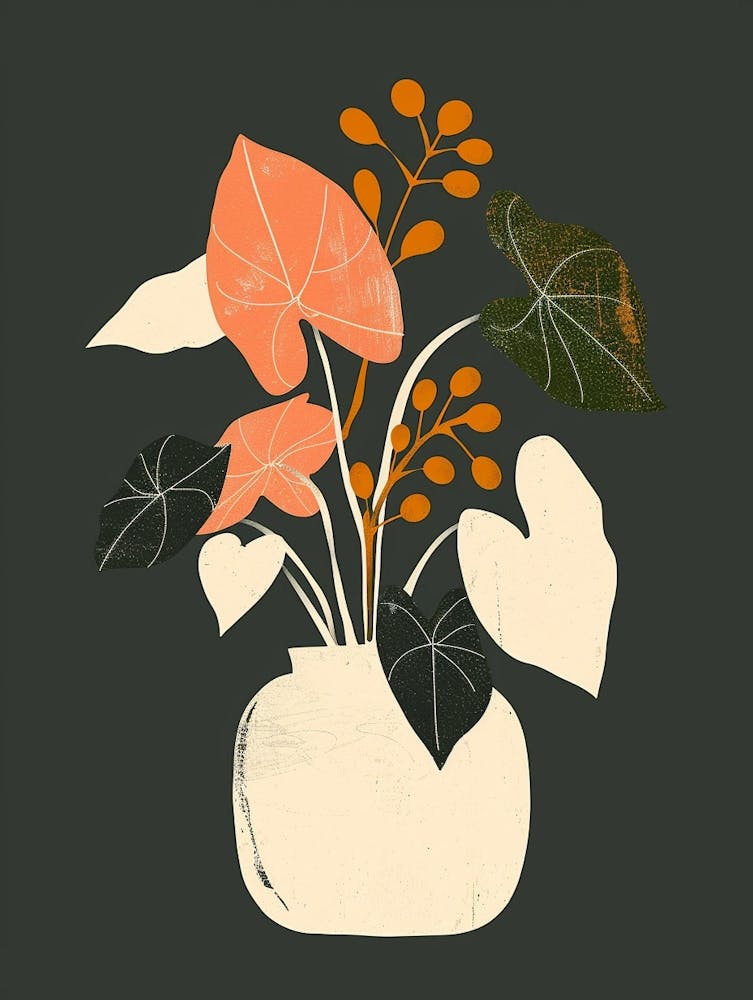 Philodendron Plant Minimalist Illustration 6