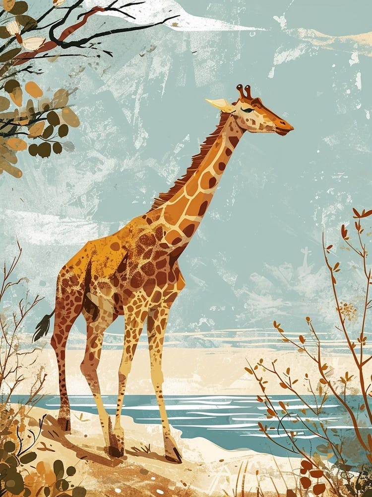 Giraffe By The Water 4