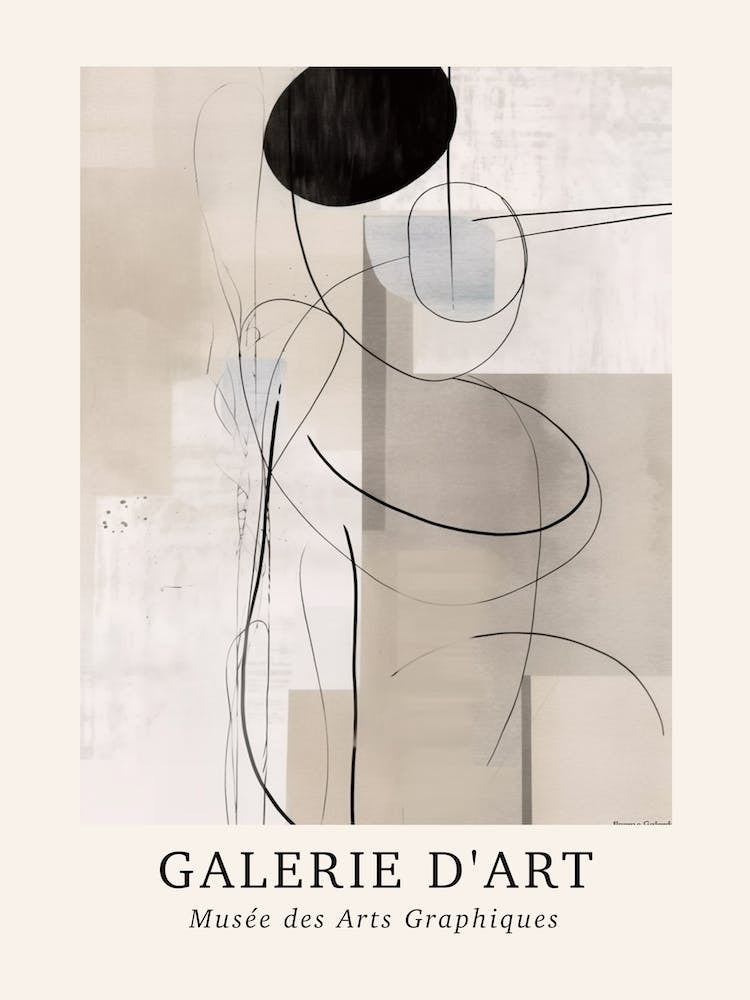 Galerie D'Art Abstract Black And White Lines 3