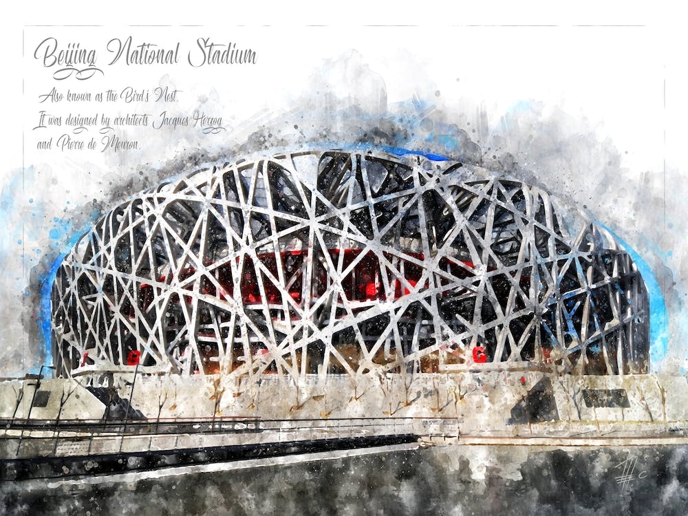 Beijing National Stadium, Watercolor