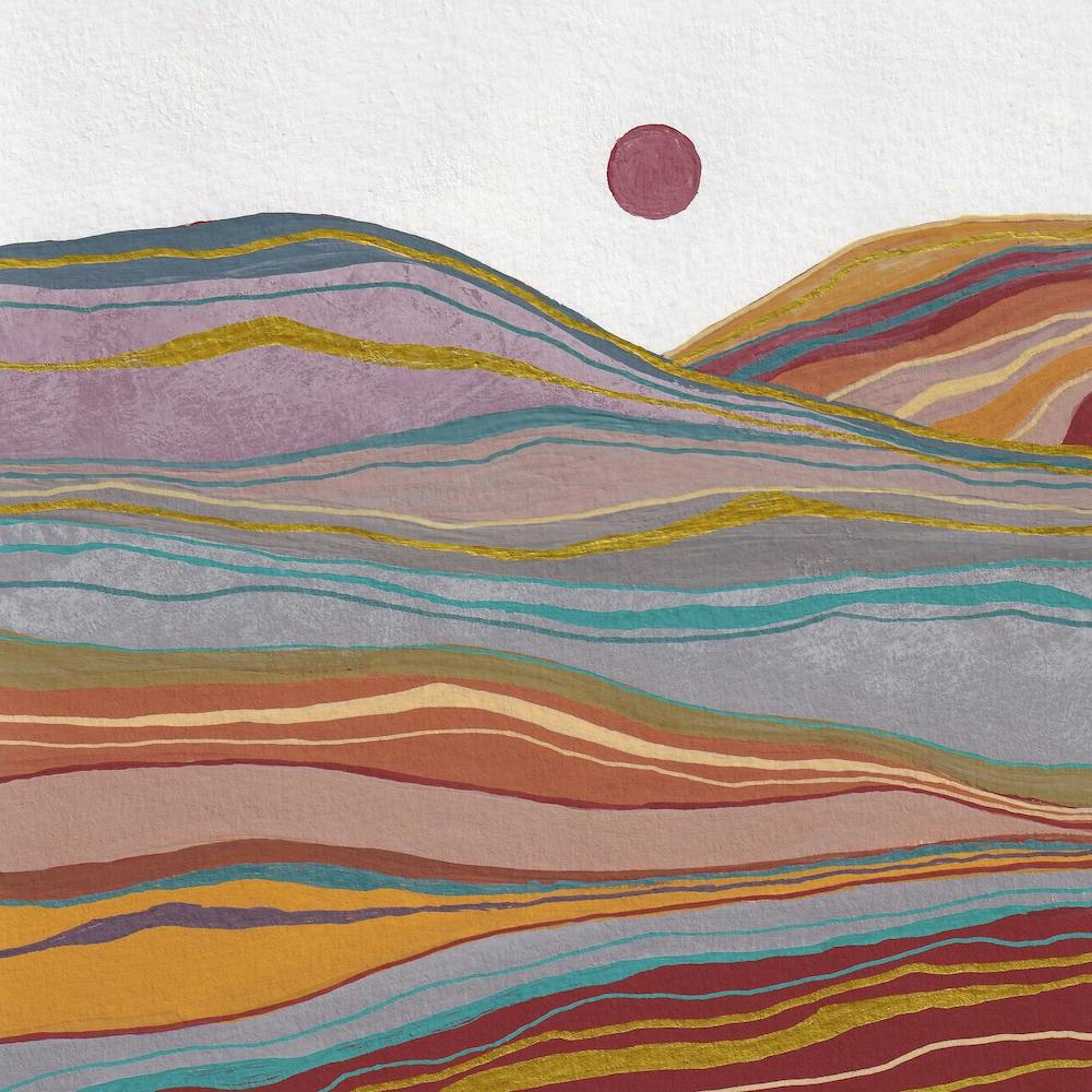 Retro Rainbow Landscape Square