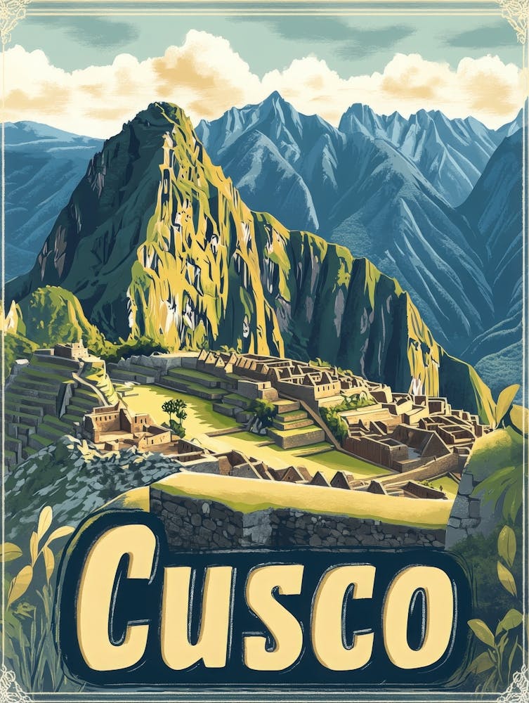 Aihrgdesign Ein Vintage-Reiseposter von Cusco