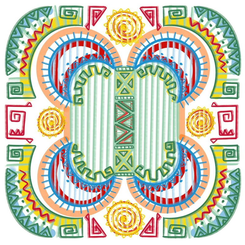 Abstract Traditional Egyptian Nubian Colorful Doodles Artwork