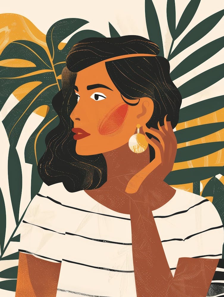 Illustration Of A Woman With Earrings 2