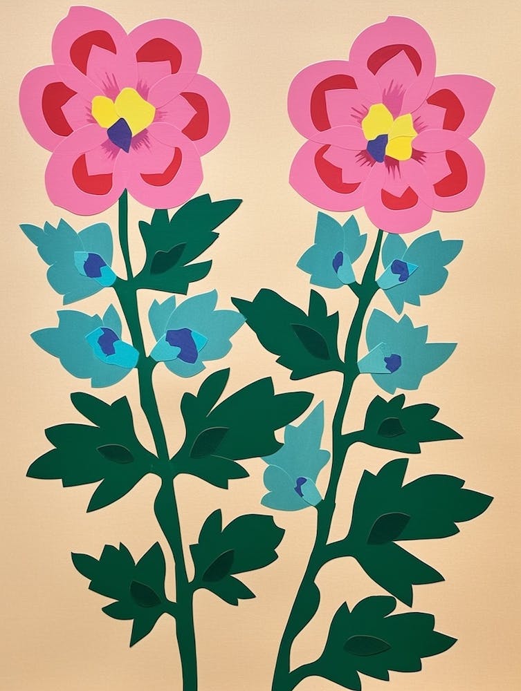 Cut Out Style Flower Art Delphinium 4