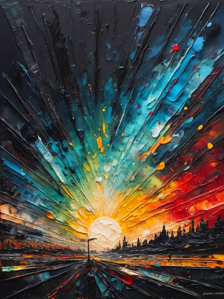 Sunset Abstract Paint Vibrant colors