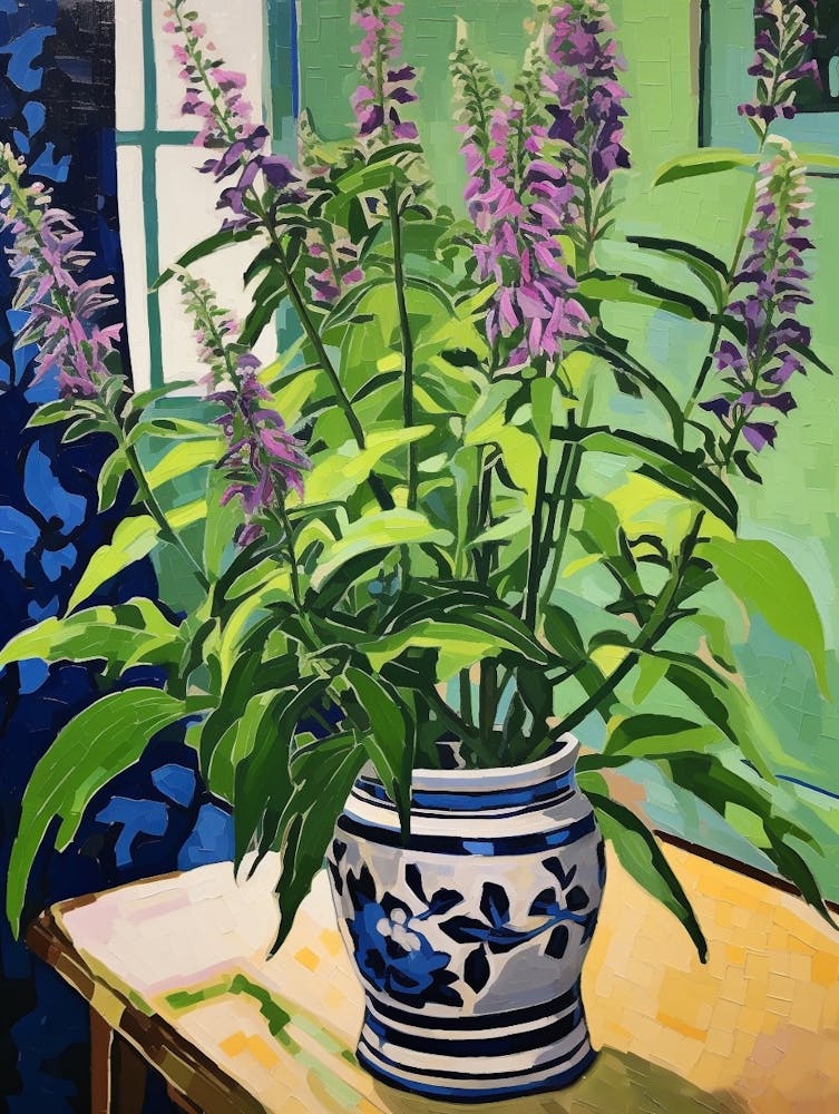 Flowers In A Vase Still Life Painting Lobelia 2