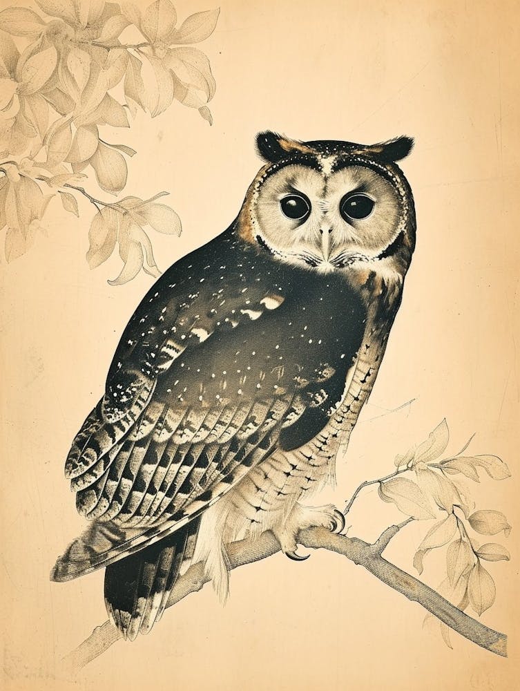 Australian Masked Owl Vintage Illustration 5