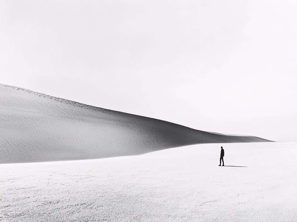 Sand Dunes - Lone Man and Dune in Desert