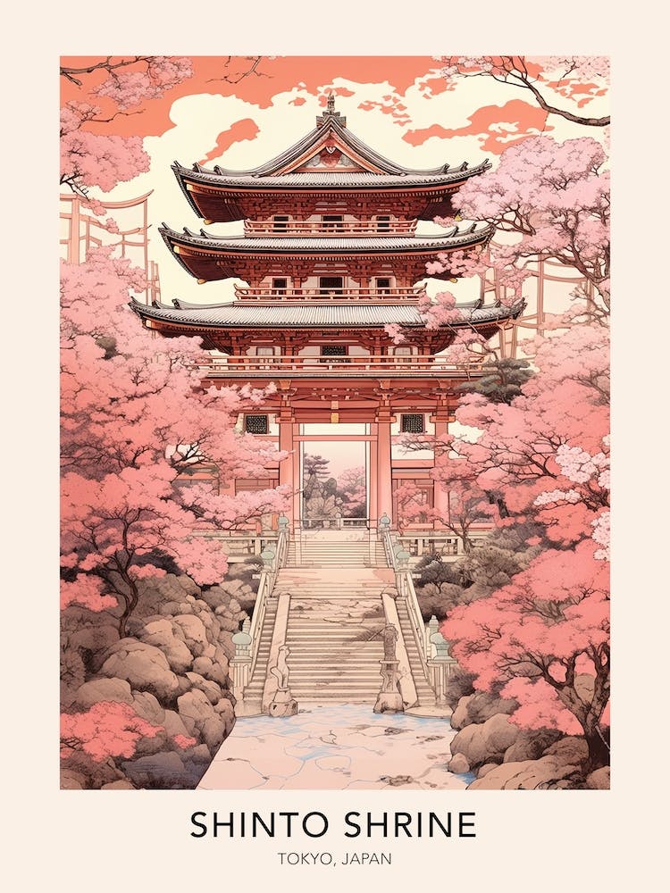 Shinto Shrine Tokyo Japan Travel Poster