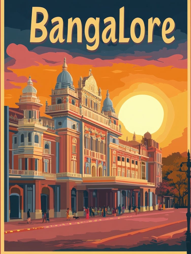 Aihrgdesign A Mid Century Modern Travel Poster For Bangalore 2