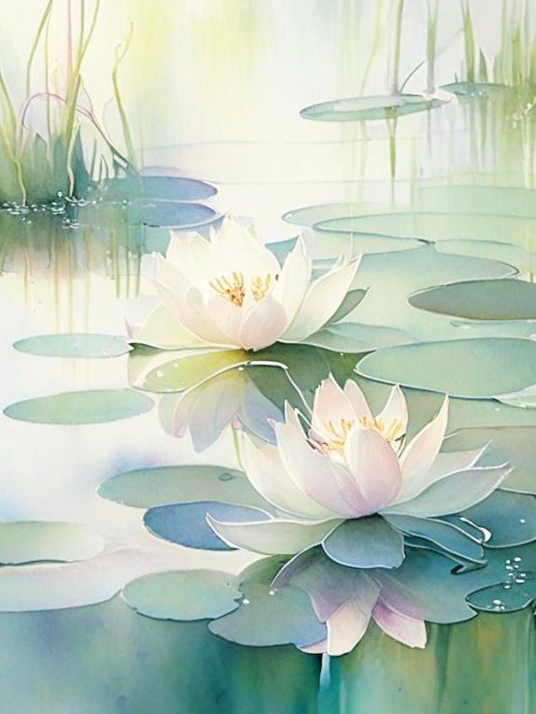 Water Lilies Waterscape Gouache 1