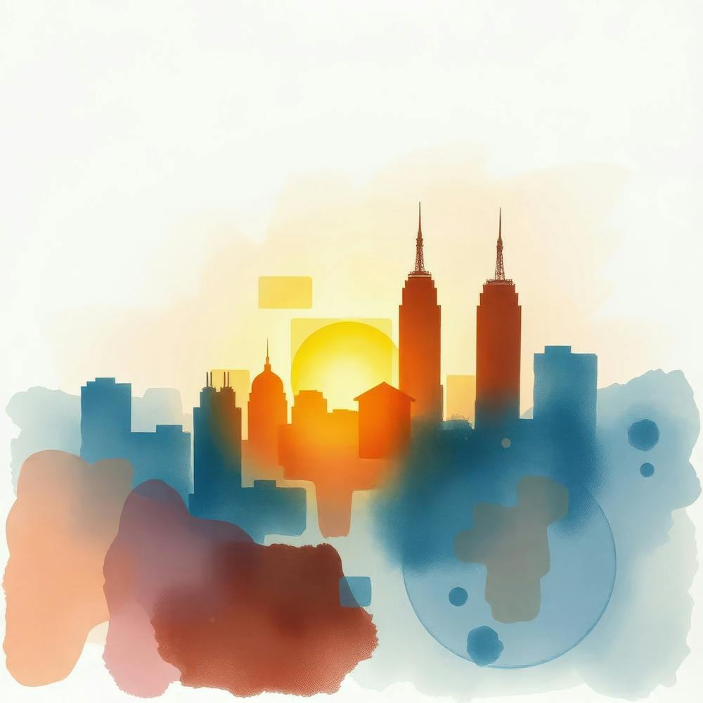 Watercolor City Skyline