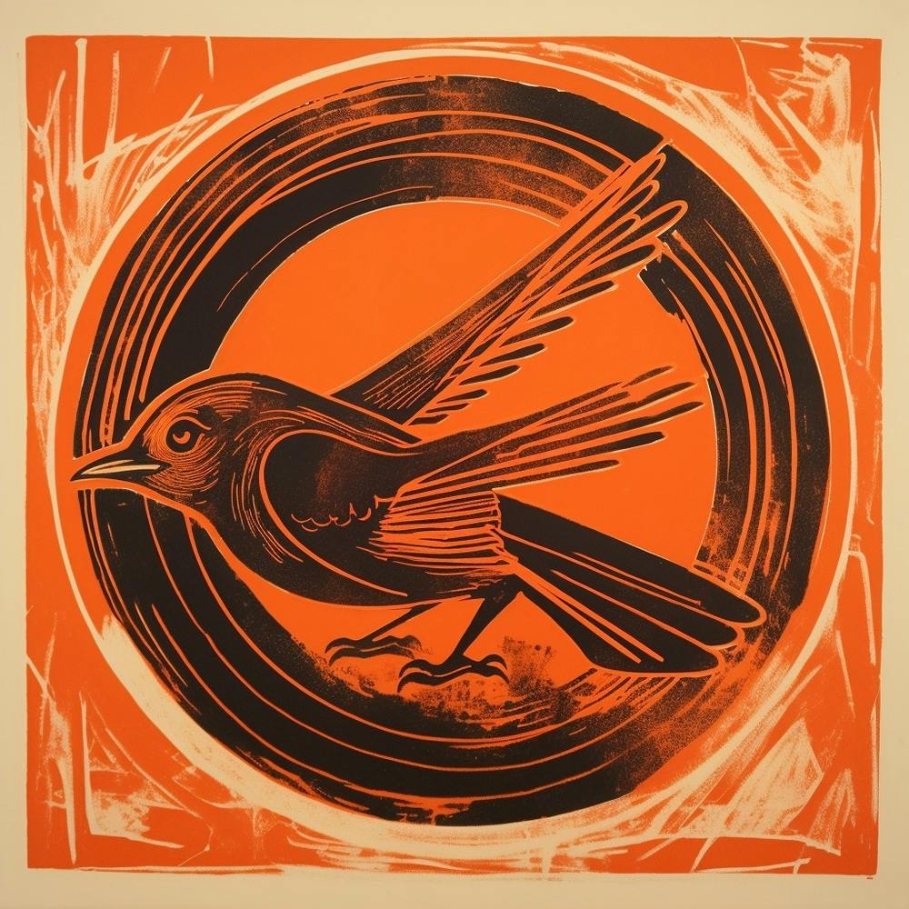 Retro Bird Lithograph Sparrow 2