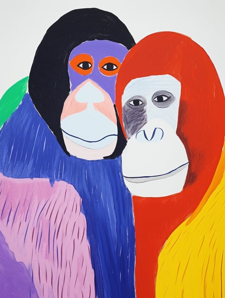 Art animalier coloré pour enfants Orang-outan 1