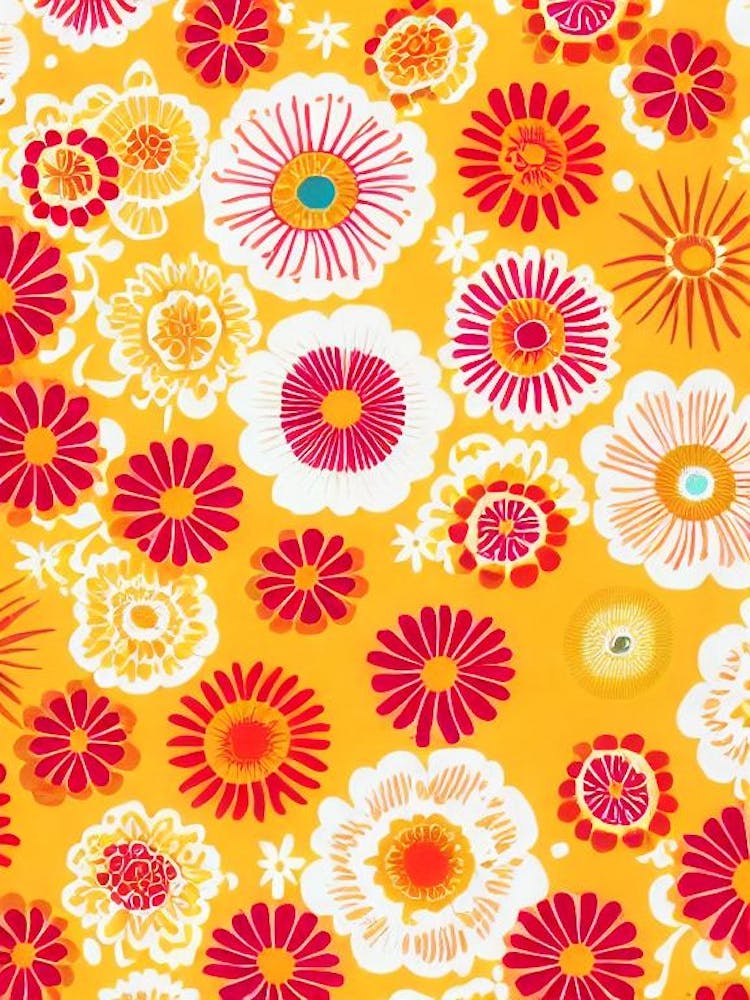 Cosmos Floral Print Retro Pattern 1 Flower