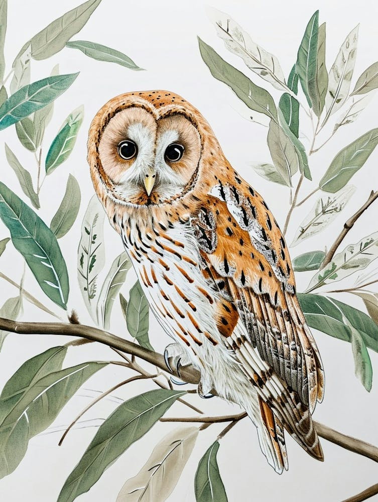 Tawny Owl Marker Drawing 1