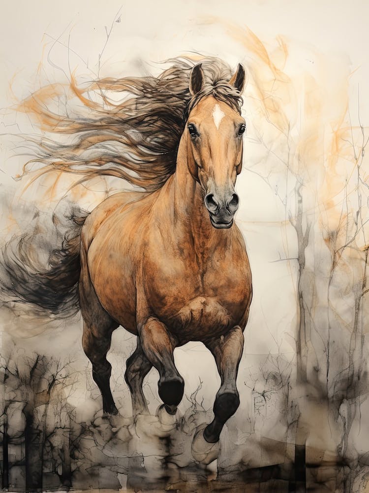 A Horse Painting In The Style Of Mixed Media 2