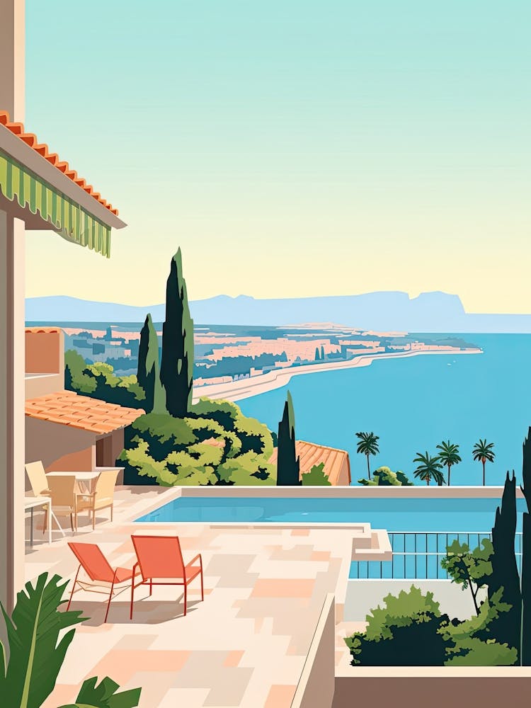 French Riviera, France, Graphic Illustration 3