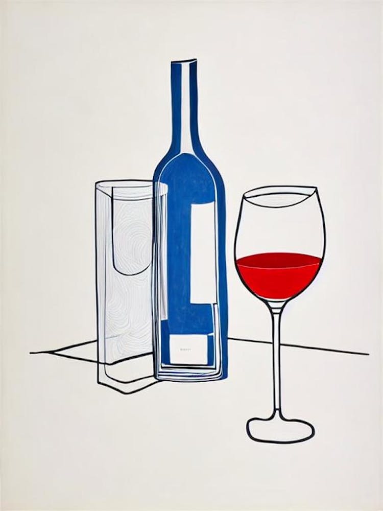 Carignan Rosé Picasso Line Drawing Cocktail Poster