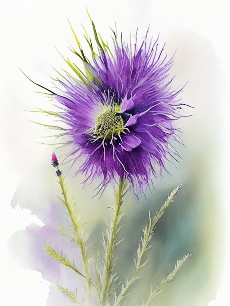 Thistle Wildflower Watercolour 1