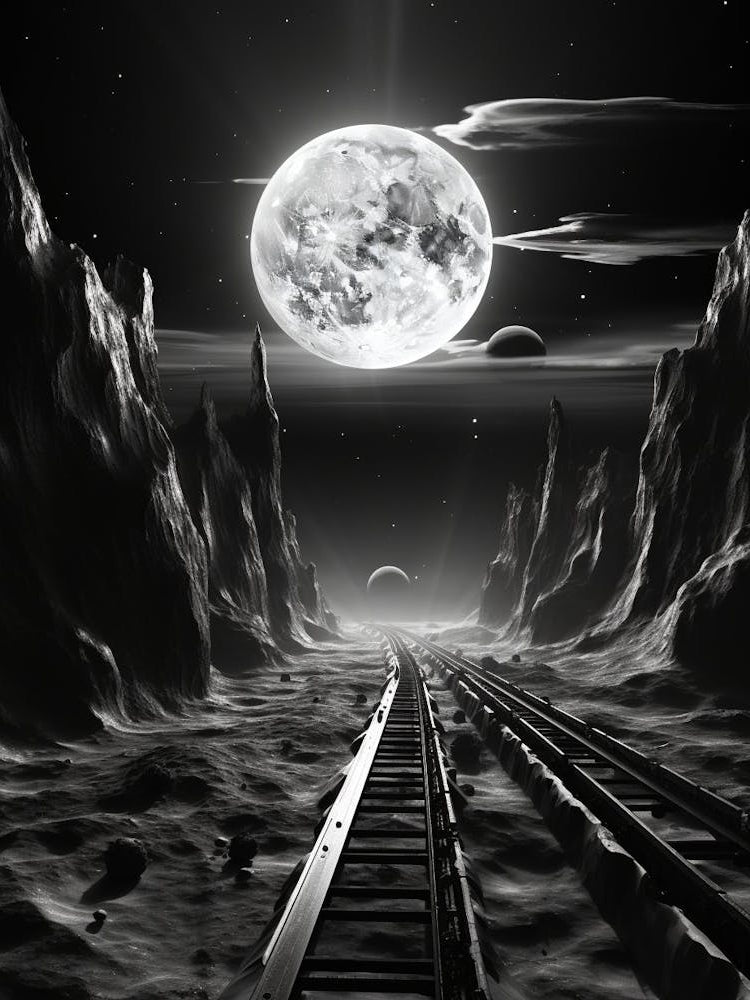 Interstellar Voyage Abstract Black And White 6