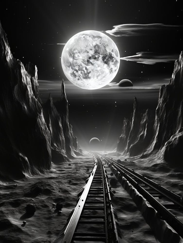 Interstellar Voyage Abstract Black And White 6