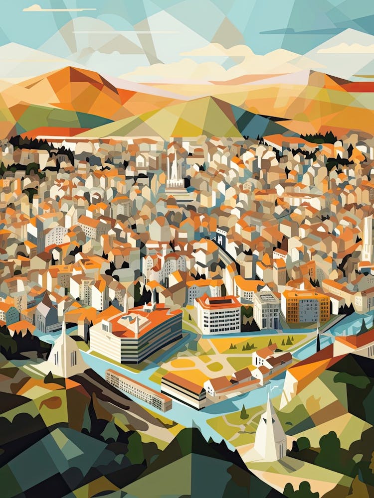 Stuttgart, Germany, Geometric Illustration 2