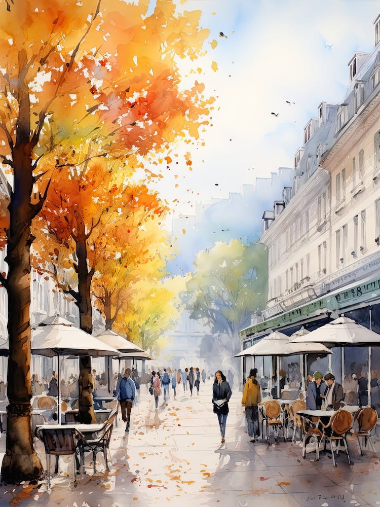 Geneva Switzerland In Autumn Fall, Watercolour 3