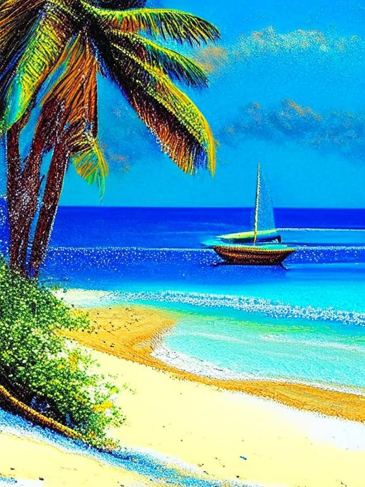 Diani Beach Kenya Pointillism Style Tropical Destination