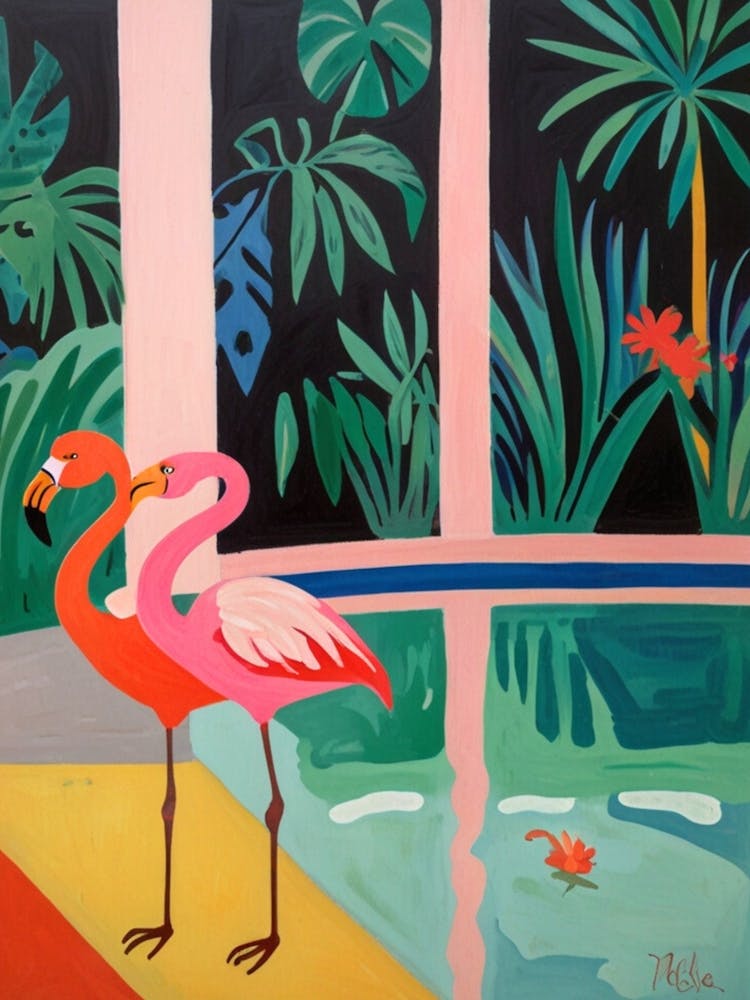 Flamingos By The Pool 1
