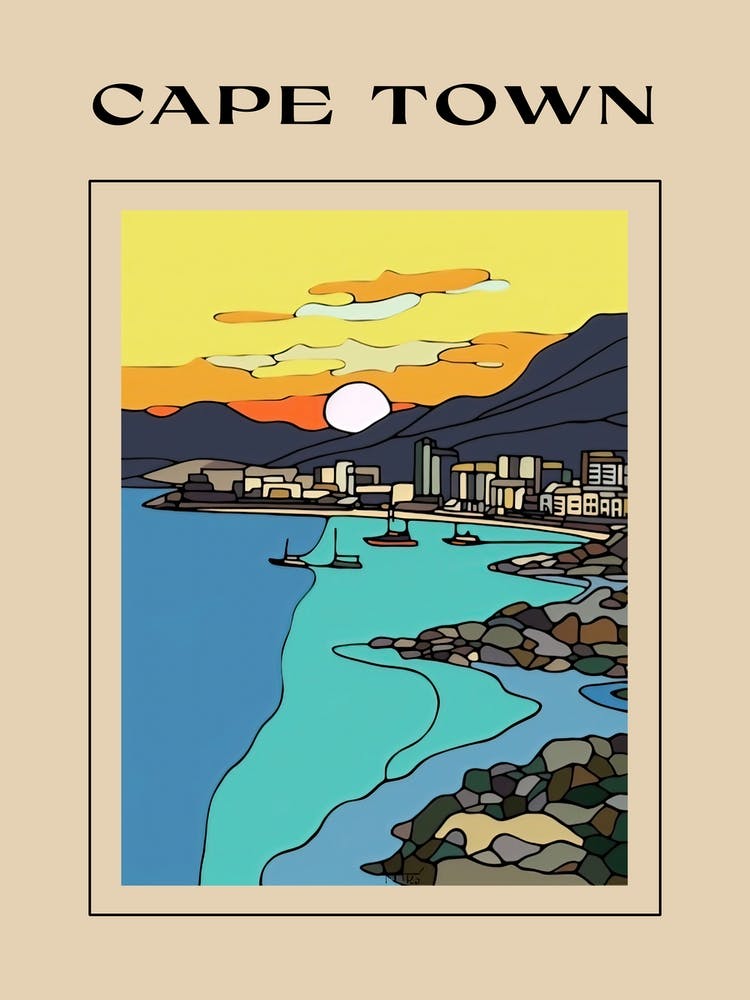 Minimal Design Style Of Cape Town, South Africa 2 Poster