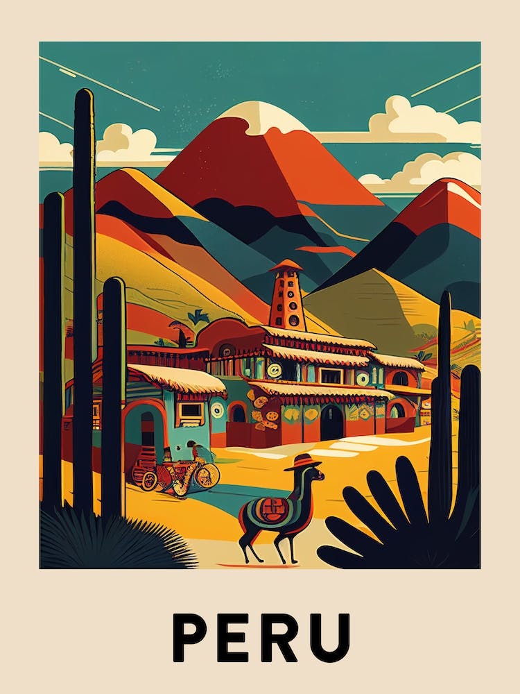 Peru Vintage Travel Poster