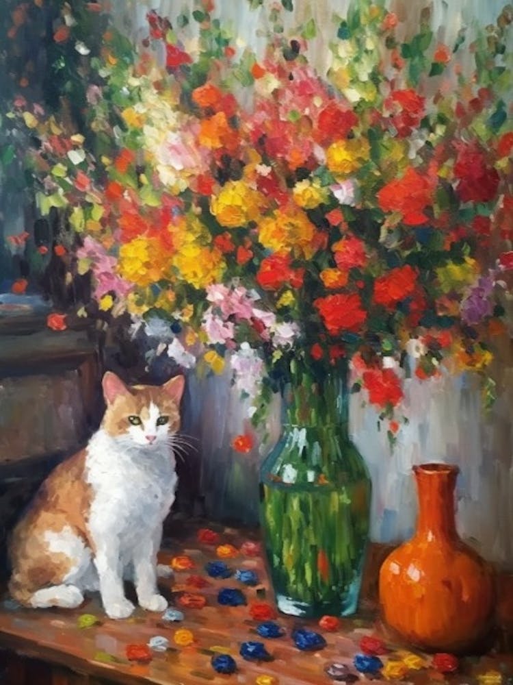 Snapdragons With A Cat 3