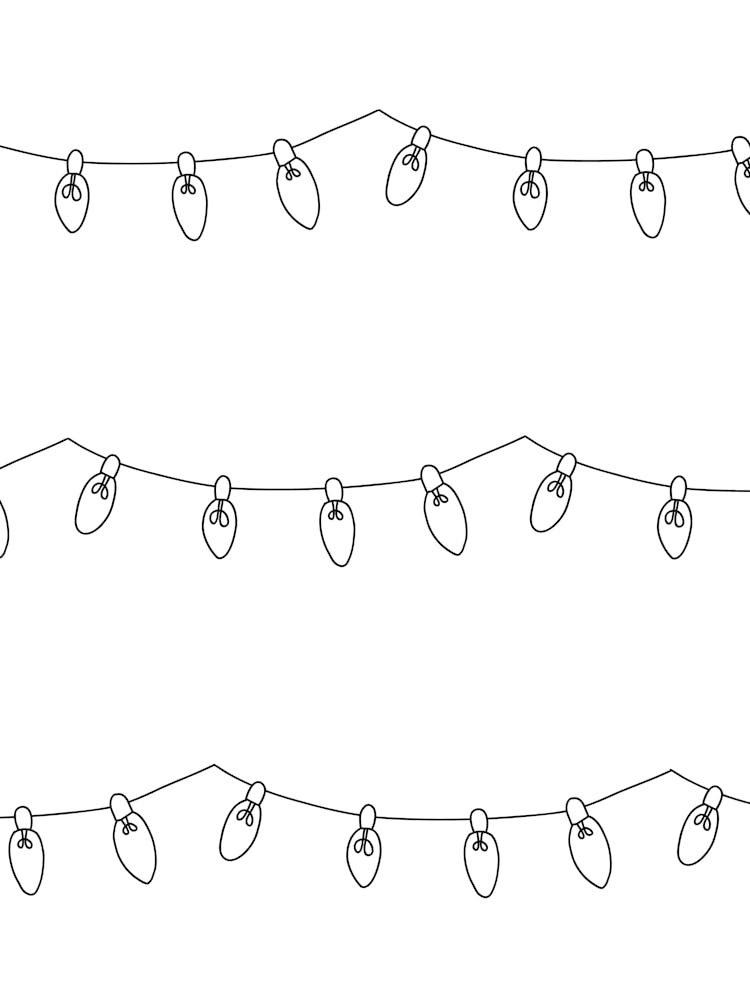 Line Art Christmas Holiday String Lights Black and White Color In Yourself