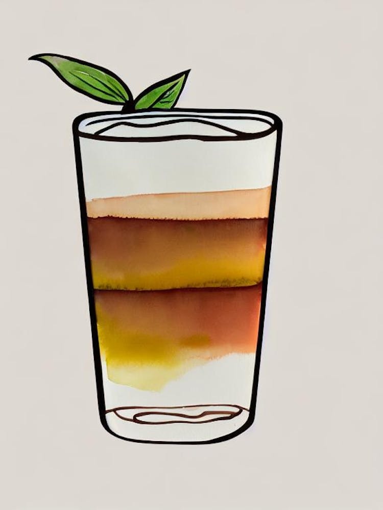 Choco Cola Minimal Line Drawing With Watercolour Cocktail Poster