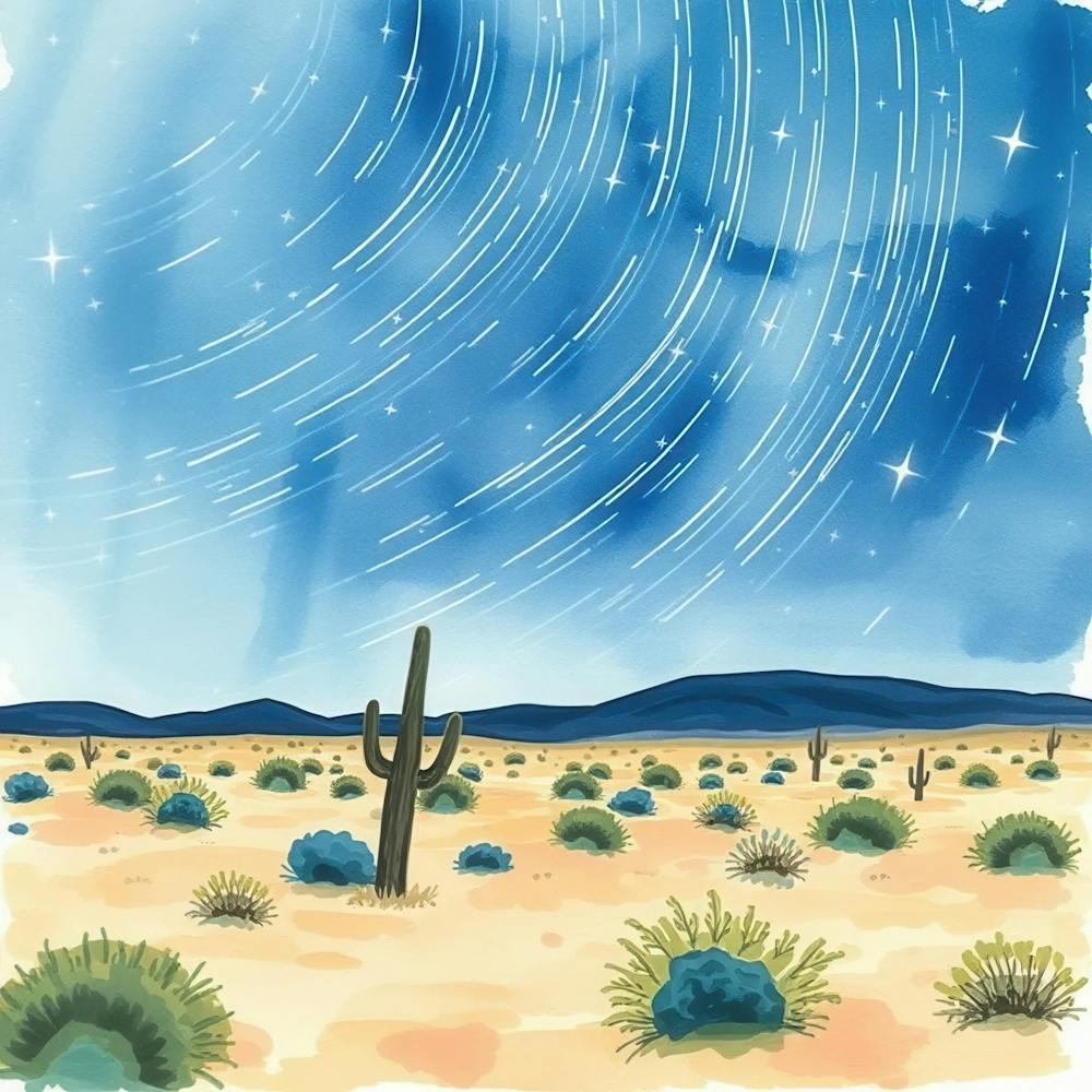 Watercolor Desert Night Sky