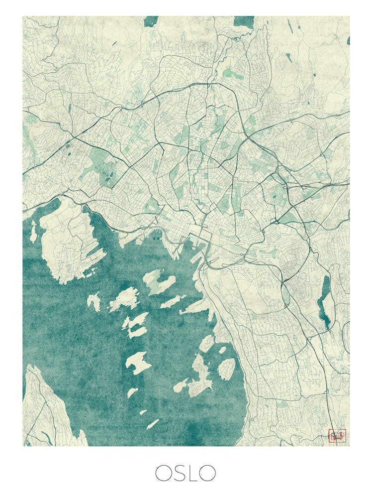 Oslo Map Vintage in Blue