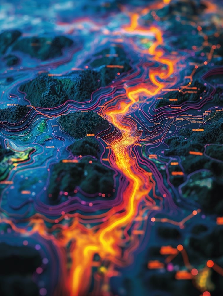 A Map Of The Earthquake Warning Disaster In The Hualien Area Of Taiwan, Showing From Left To Right The Movement Of The Plates In These Areas, And A Shape Representing A Collision Between The Earth S Plates, Humans Are Panicked And As