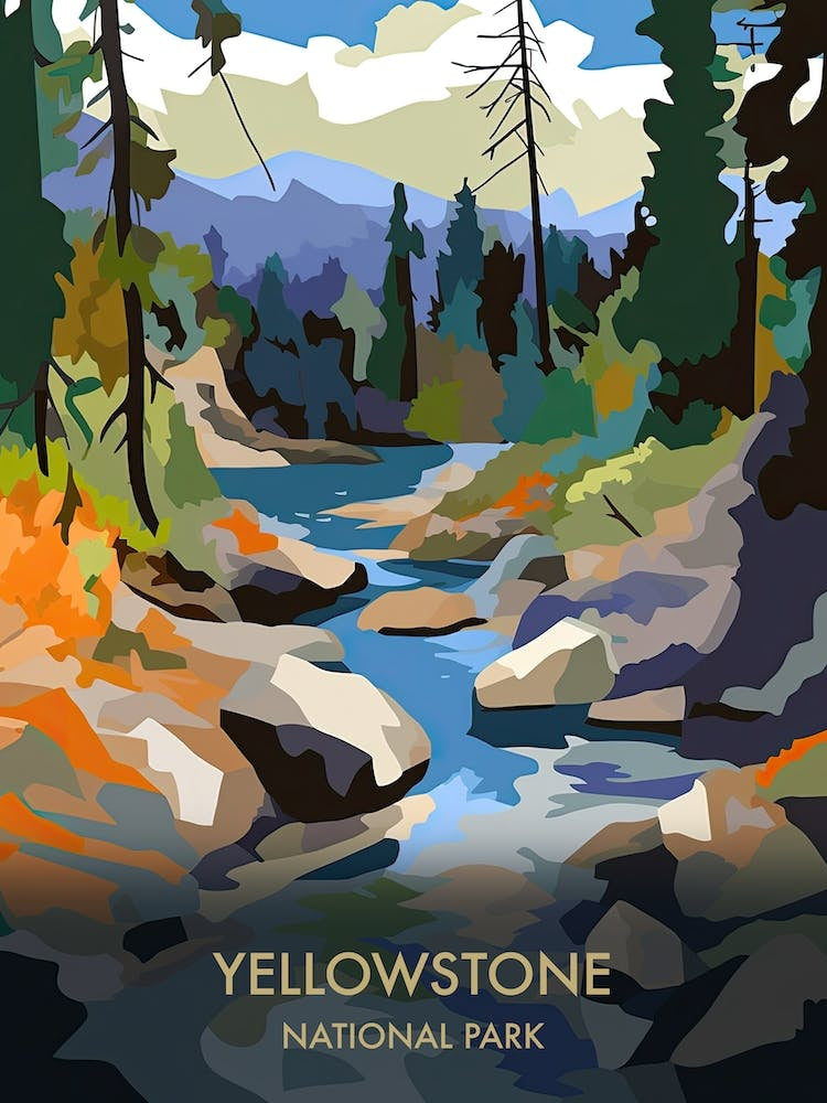 Yellowstone National Park Travel Poster Matisse Style 3