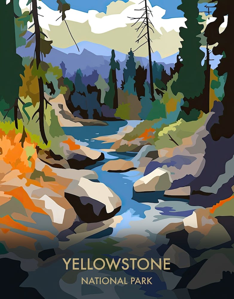 Yellowstone National Park Travel Poster Matisse Style 3