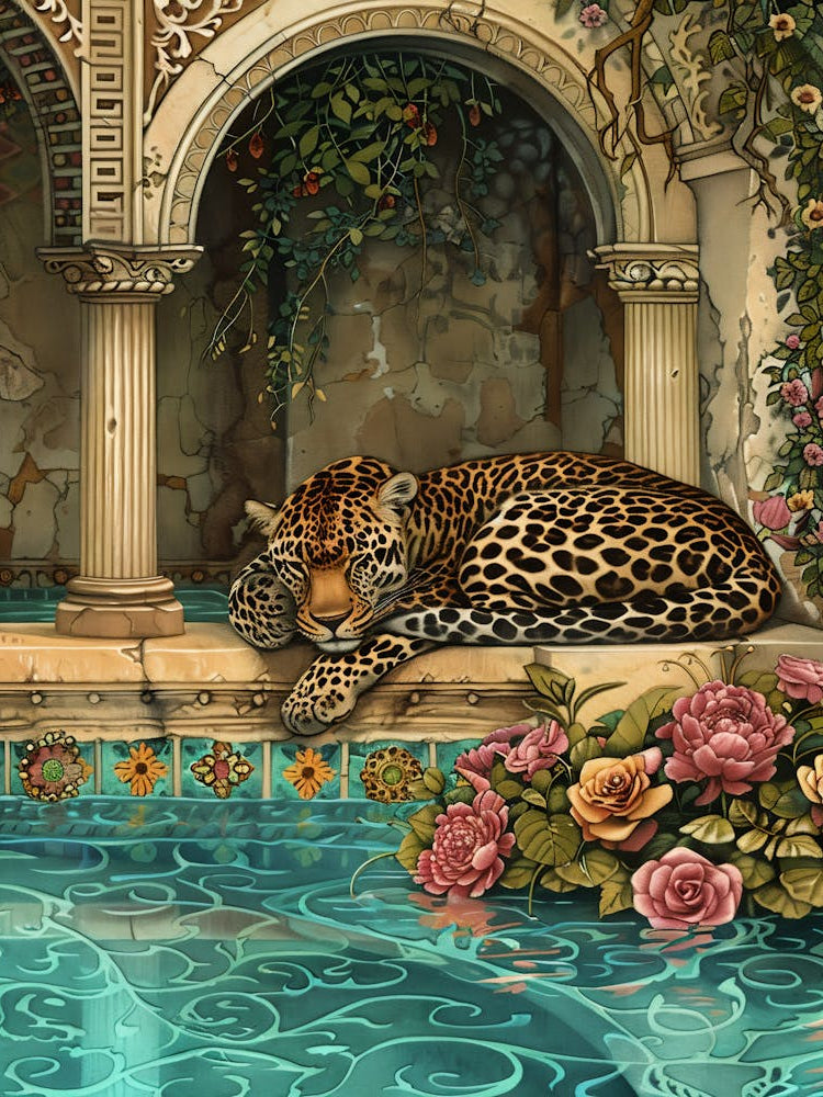Leopard And Roses
